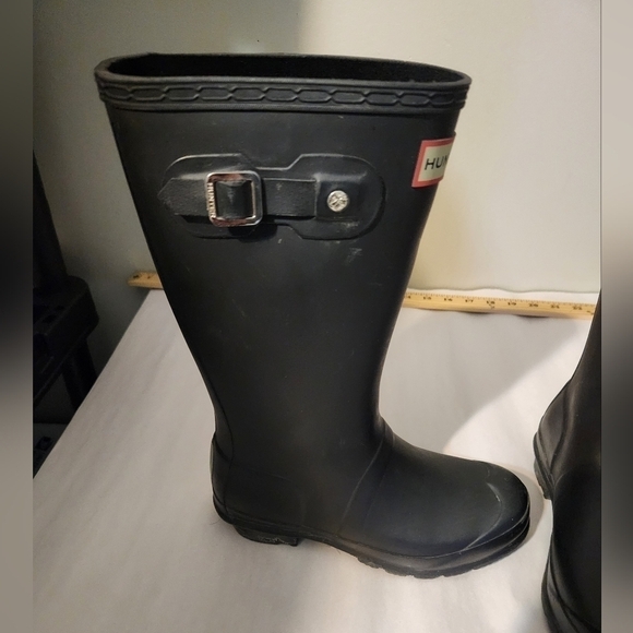 Hunter Original Tall Rain Boots/Wellies Youth Black Matte Unisex 3/B 4/G - Picture 2 of 11